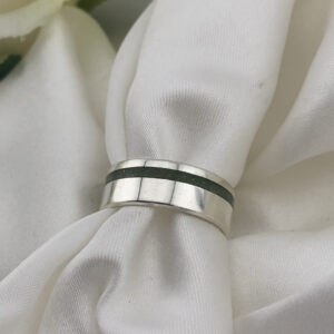 Memorial Flat Band With Offset Inlay