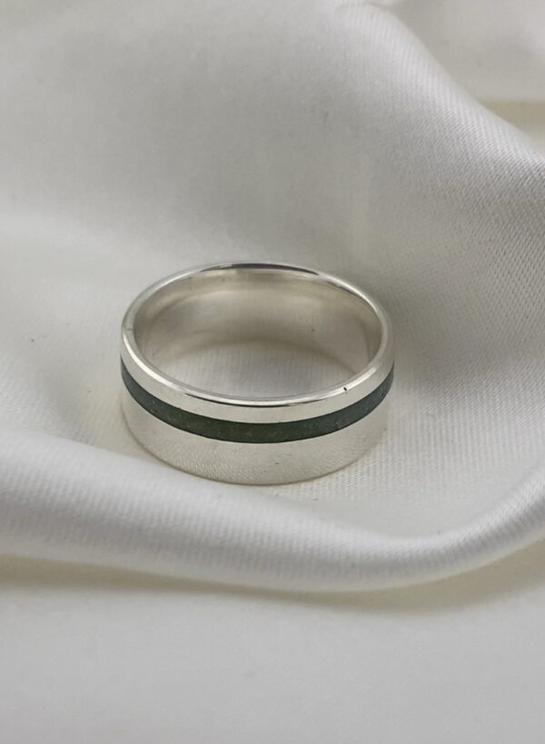 Memorial Flat Band With Offset Inlay