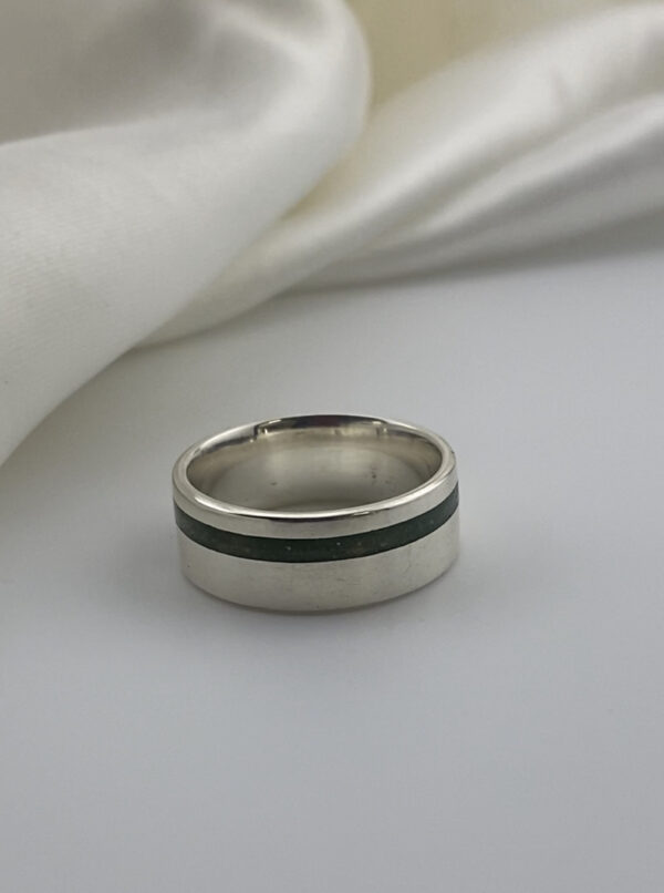 Memorial Flat Band With Offset Inlay