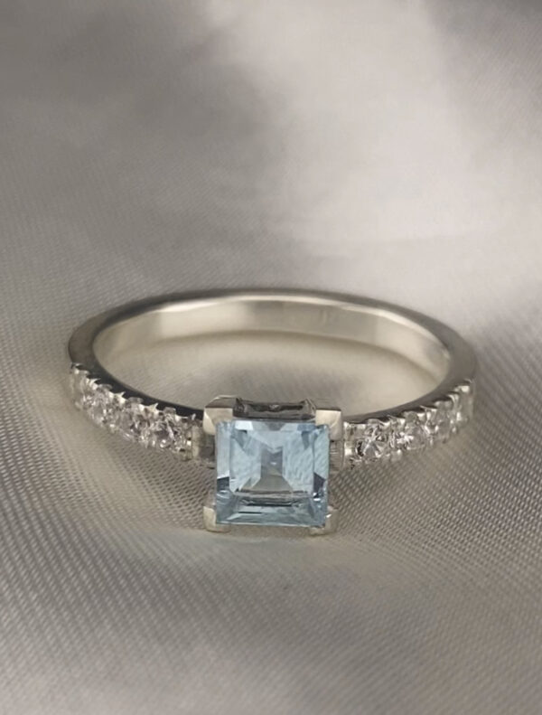 Princess Square Cut Pave Memorial Chamber Ring