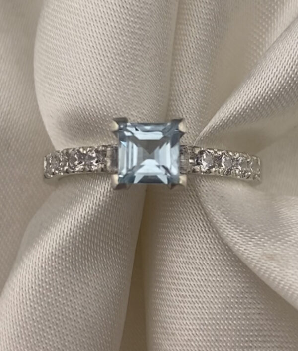 Princess Square Cut Pave Memorial Chamber Ring
