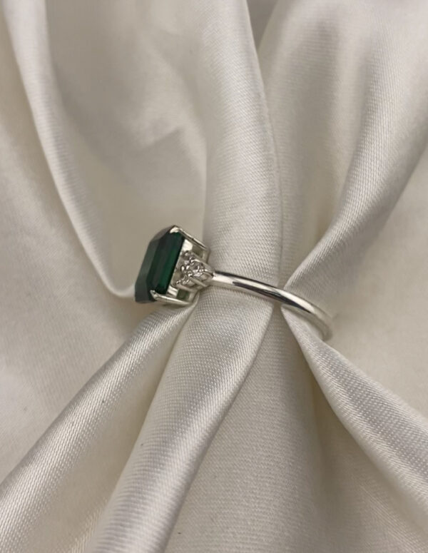 Emerald Cut Trinity Cluster Memorial Chamber Ring