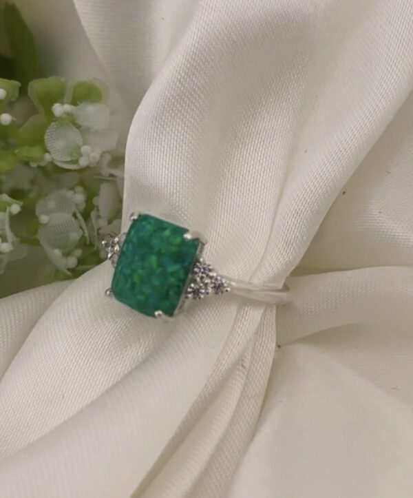 Emerald Trinity Cluster Ashes & Opal Ring