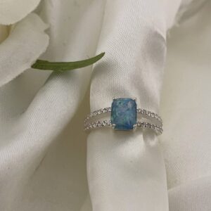 Emerald Split Band Ashes & Opal Ring