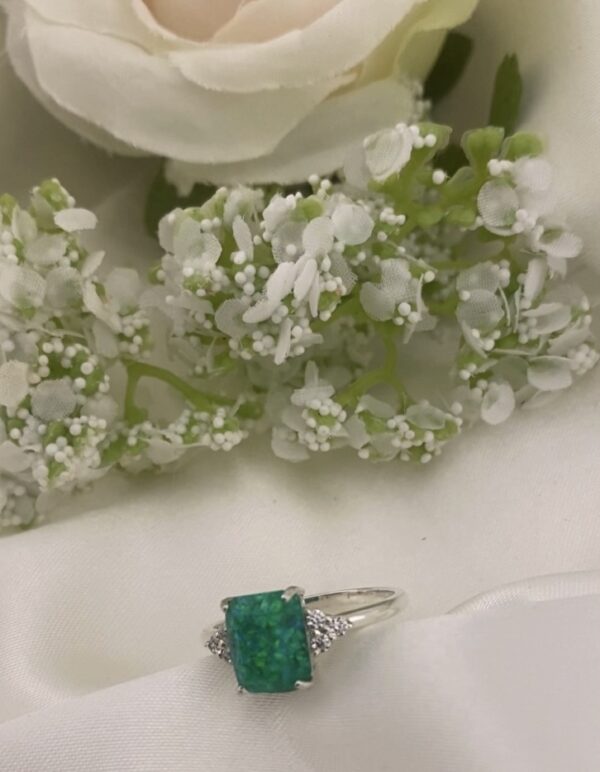 Emerald Trinity Cluster Ashes & Opal Ring