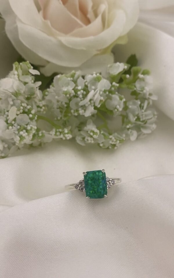 Emerald Trinity Cluster Ashes & Opal Ring