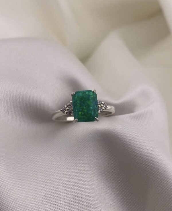 Emerald Trinity Cluster Ashes & Opal Ring