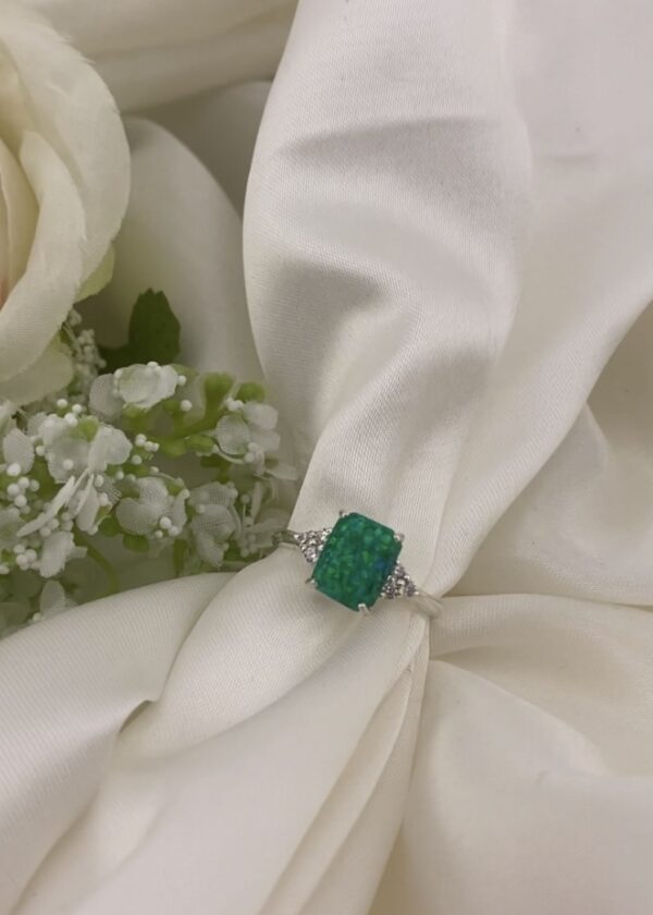 Emerald Trinity Cluster Ashes & Opal Ring