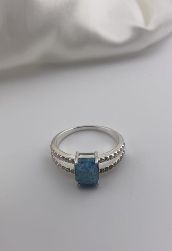 Emerald Split Band Ashes & Opal Ring